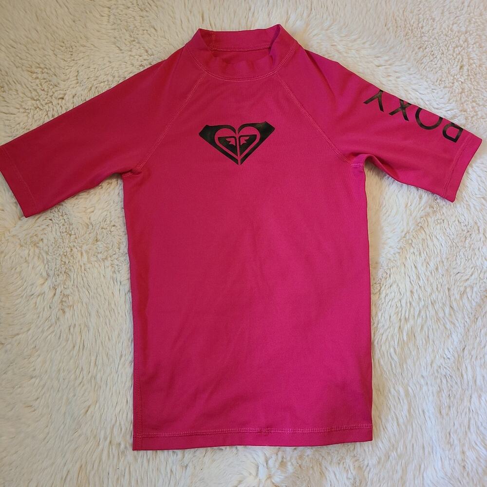 Roxy Girls pink rash guard size M 10